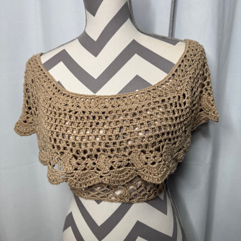Love sense tan, crochet,‎ off-the-shoulder crop top